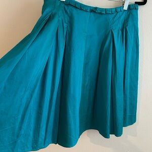 Calypso St. Barth Blue Pleated A-Line Skirt Knee-Length